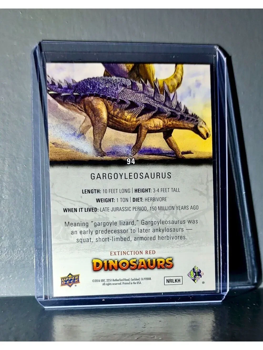 2015 Upper Deck Dinosaurs Gargoyleosaurus Extinction Red Parallel #94 Card